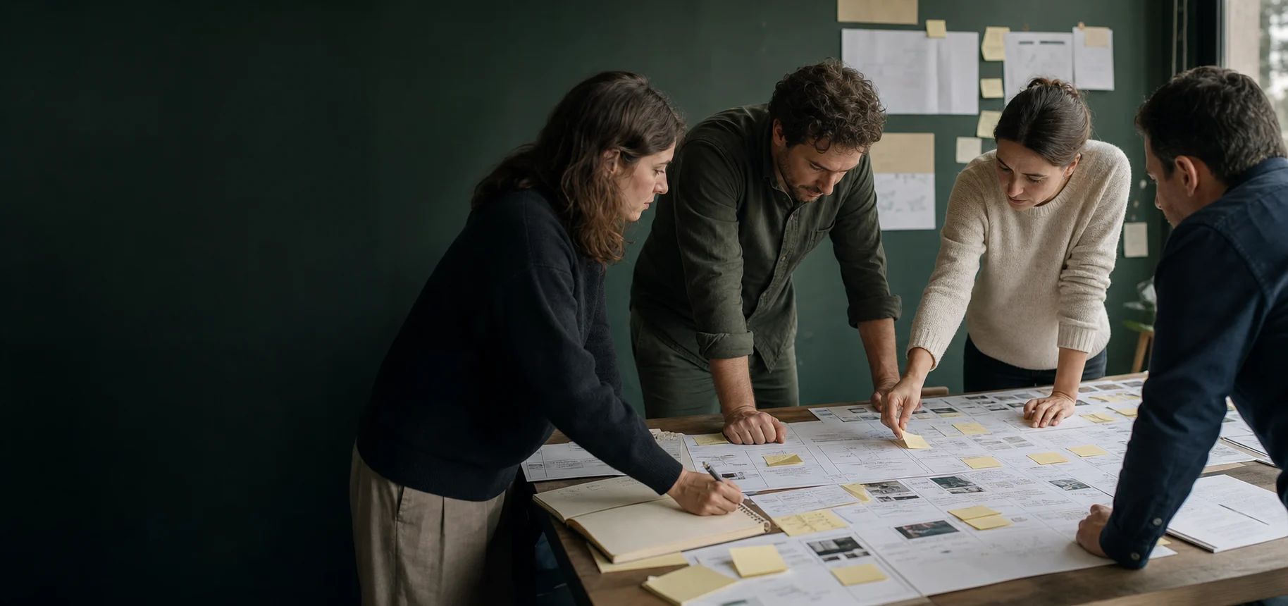 A team examining evidence around a work process
