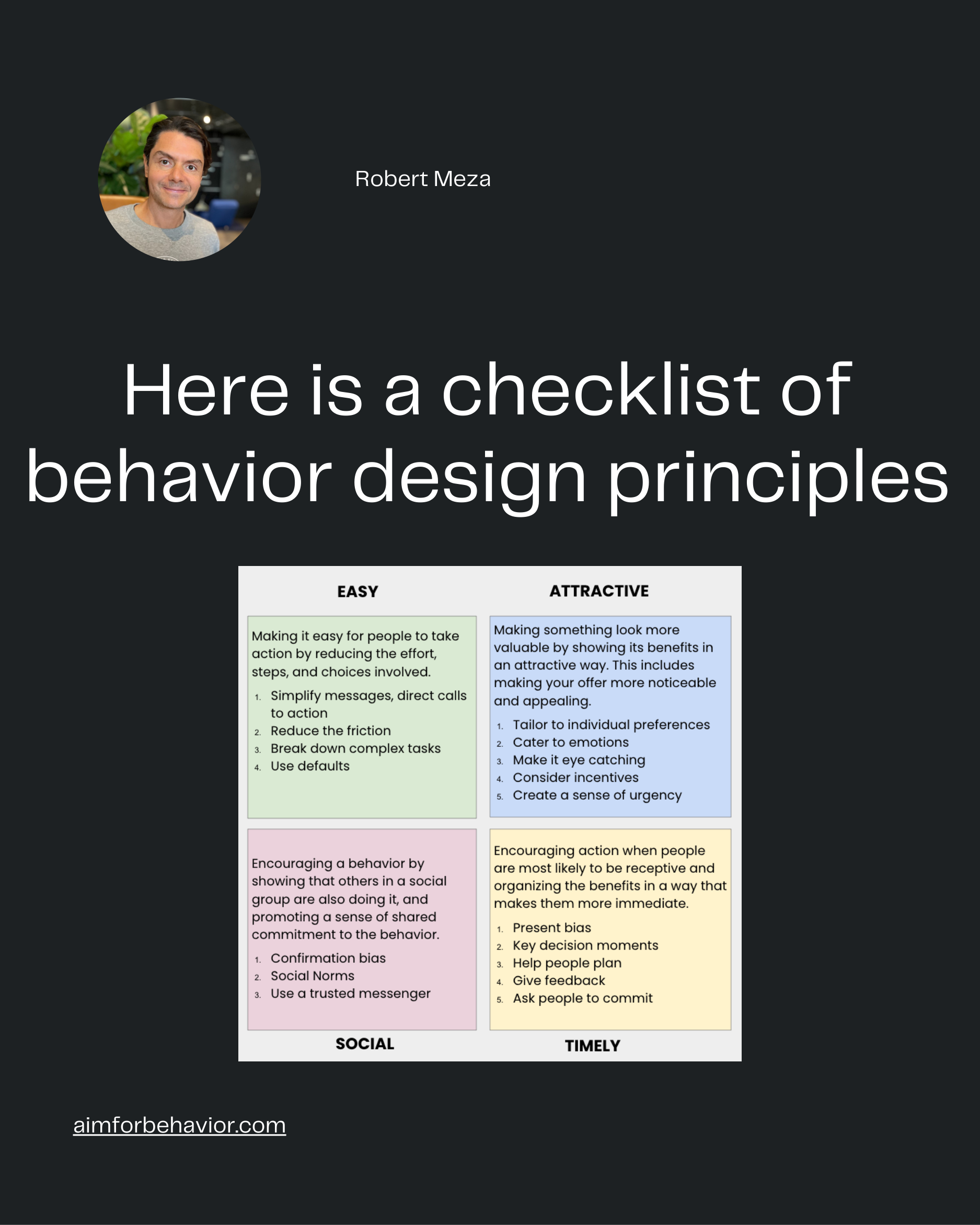 Hero slide: Here is a checklist of behavior design principles