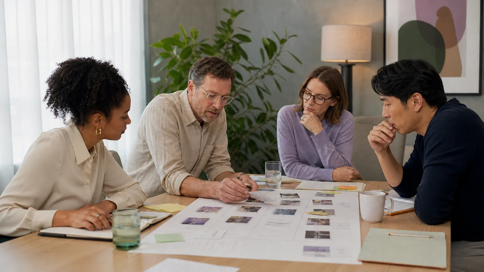 Participants working together during an in-person behavior-change session.